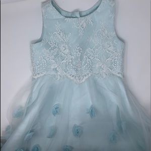 blue flowered skirt party dress